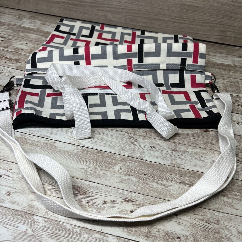 Geometric Large Tote Bag / Handmade Tapisho Design / Quality Canvas Double Strap - Picture 8 of 16